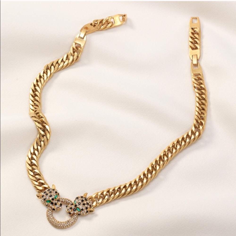 Stella & Dot | ‘Retired’🐯Roar Gold Link Doorknocker Statement Necklace - Picture 7 of 13